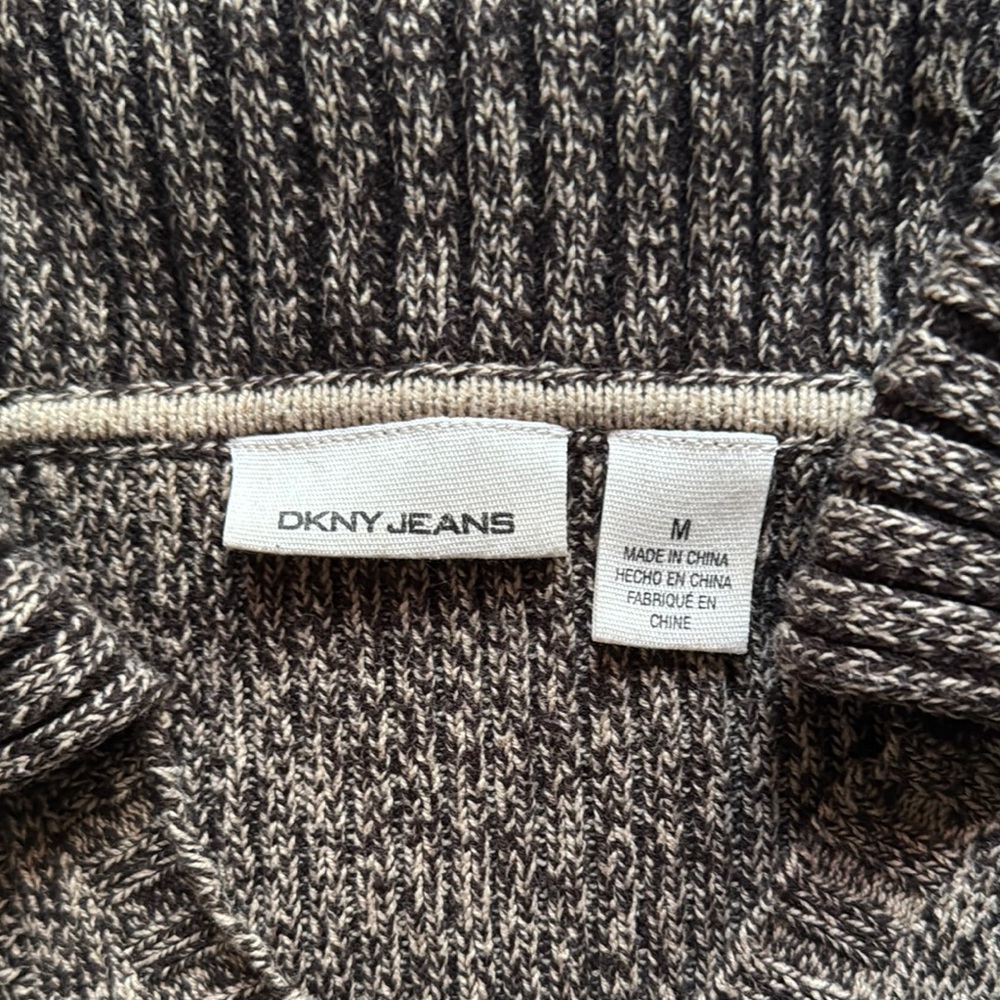 DKNY Taupe Cable Knit Turtleneck Sweater - Picture 2 of 7